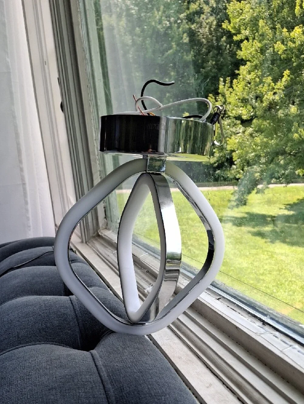 Chrome and White LED Lantern Accent Light